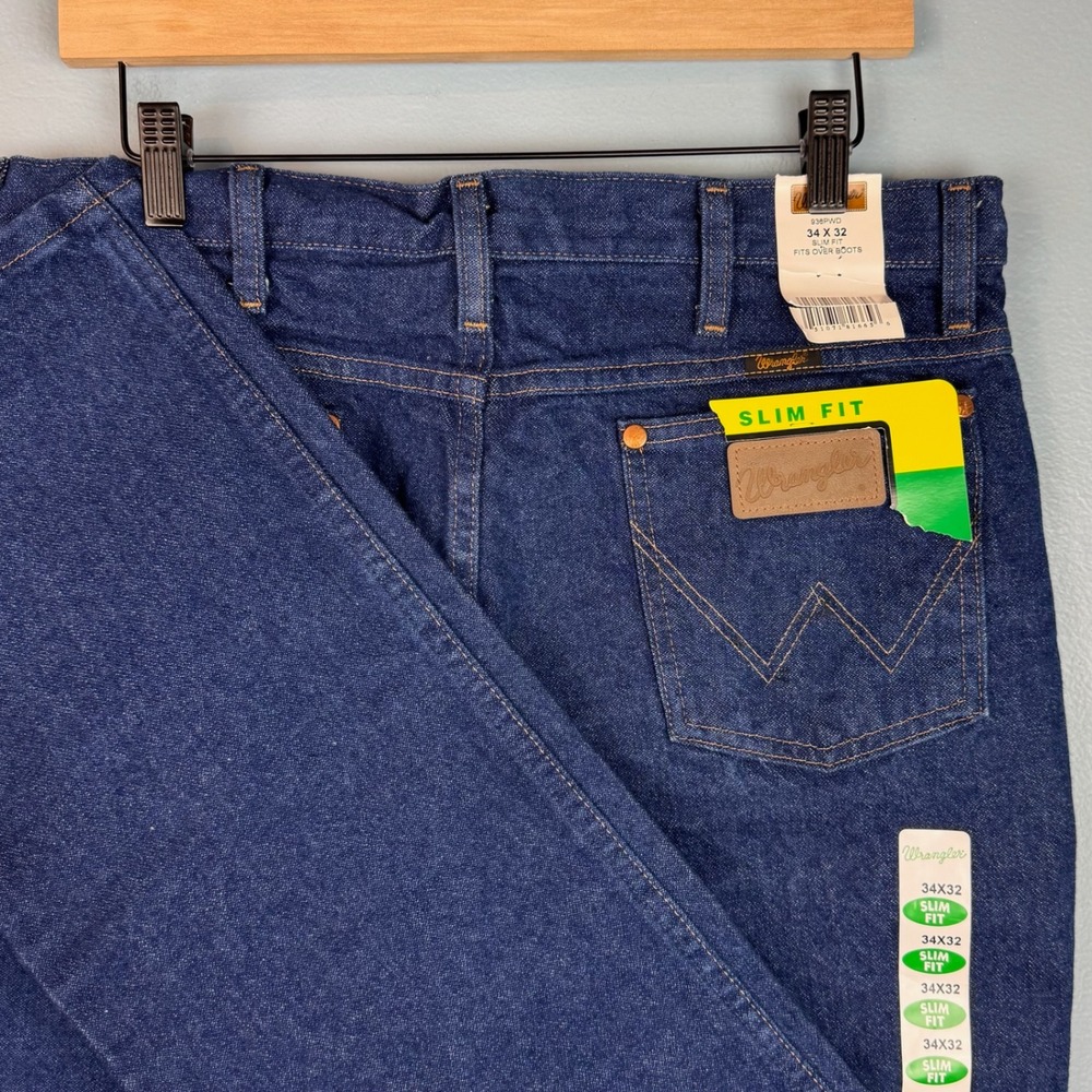 NEW Wrangler 936PWD Cowboy Cut Slim Fit Jeans Mens 34x32 Blue Heavyweight Denim